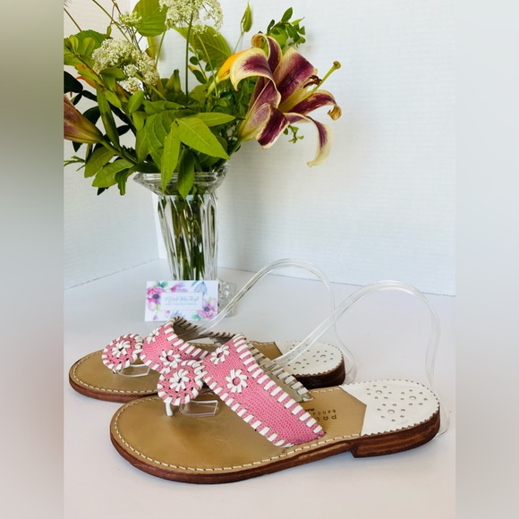 PALM BEACH Sandals Luxe/Hand Crafted 100% Leather Pink White Made In USA - Picture 15 of 15